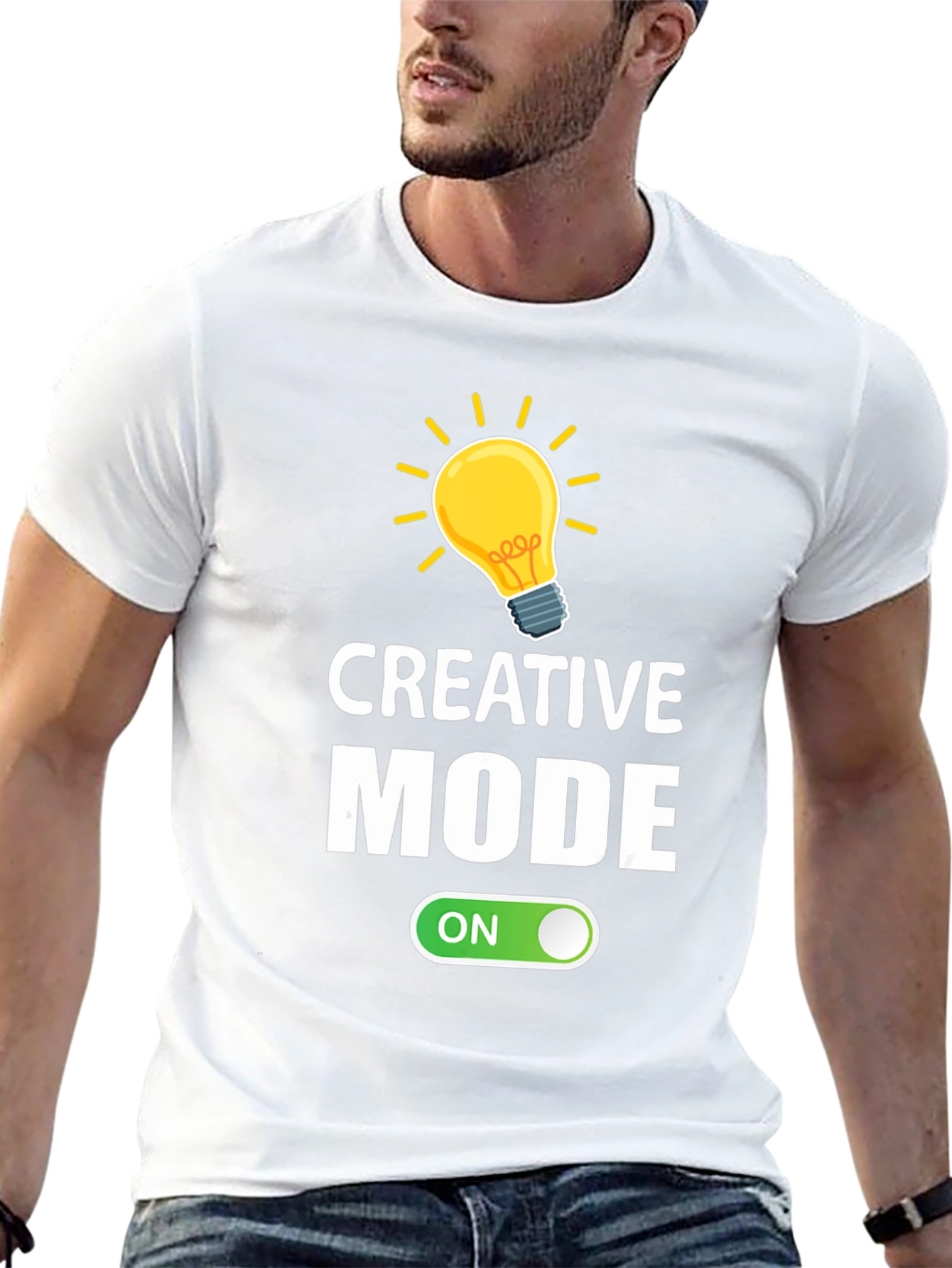 Creative Mode ON Graphic Tee - Black Cotton T-Shirt