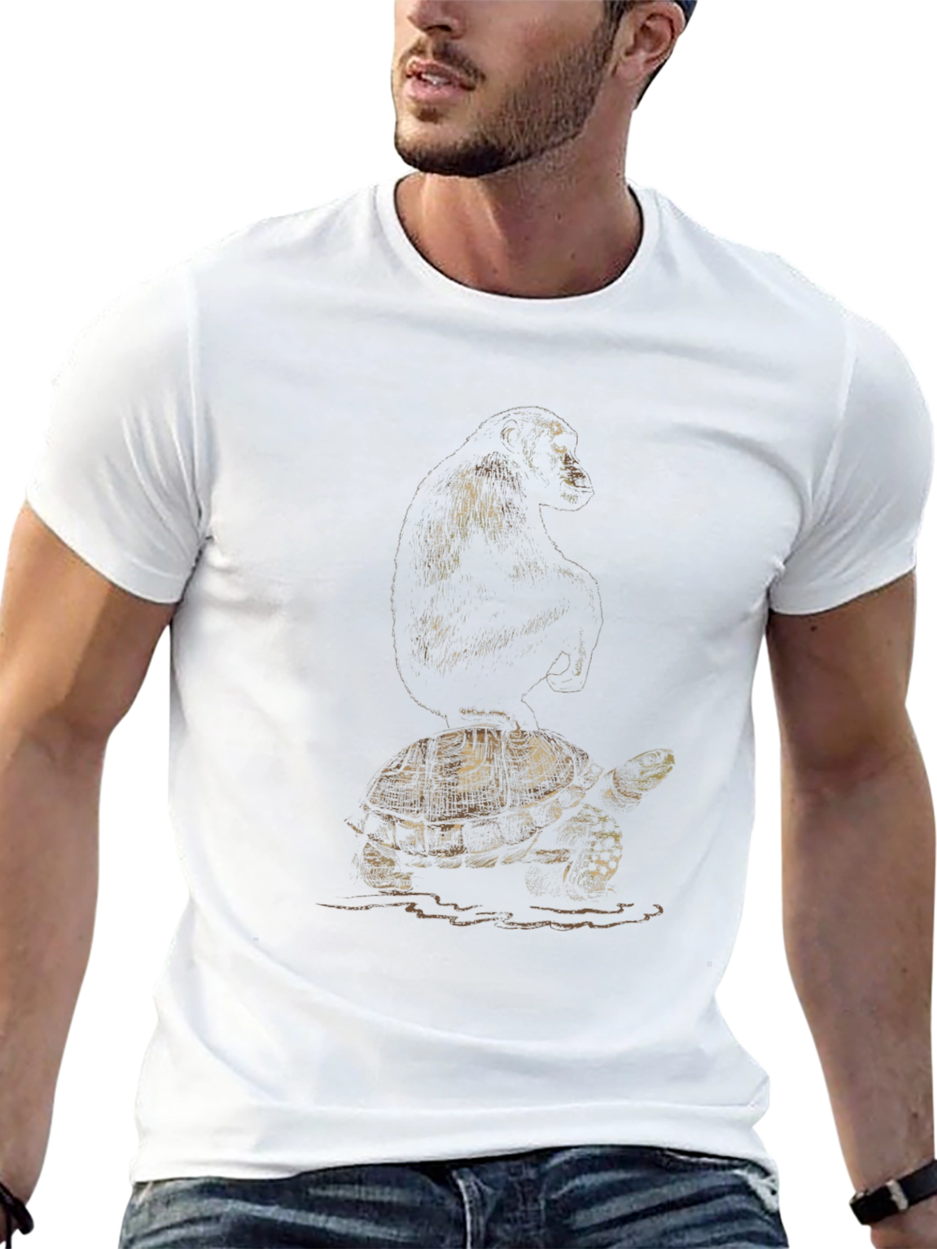 Chimp Riding Turtle Graphic Tee