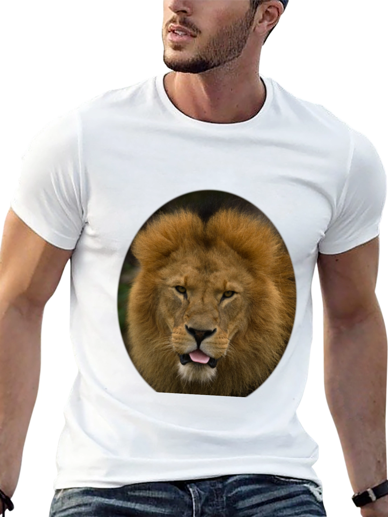 Lion Graphic Tee - Bold Animal Print T-Shirt
