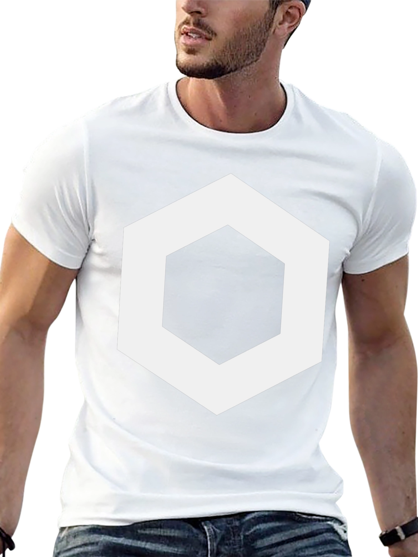 Geometric Hexagon Graphic Tee - Stylish Mens Black T-Shirt