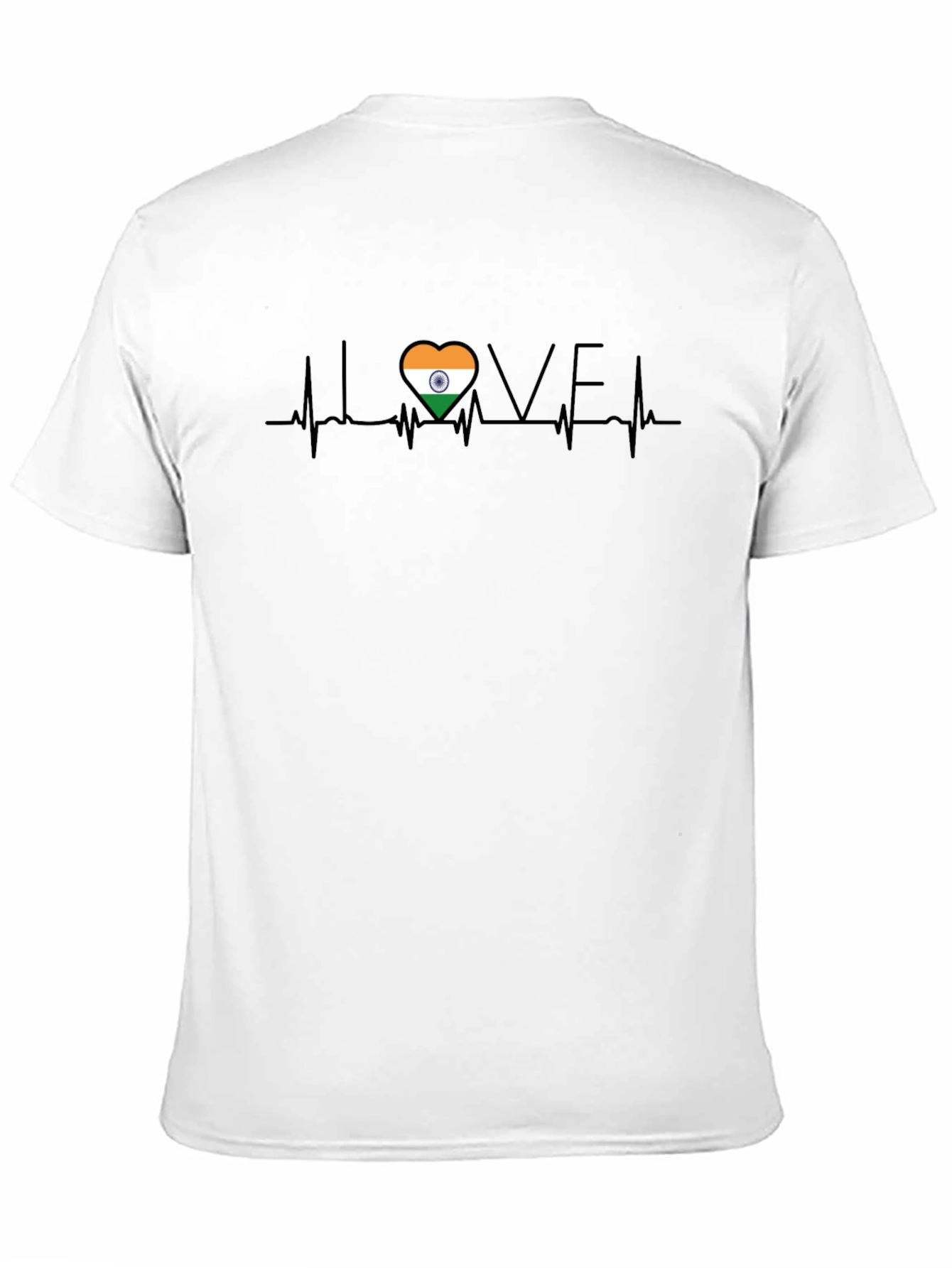 India Love Heartbeat Black T-Shirt