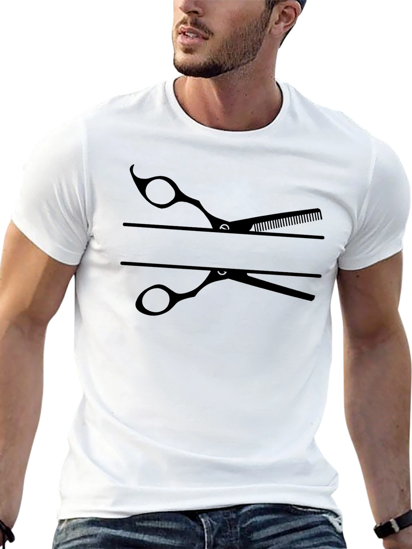 Barber Scissors Graphic T-Shirt - Black