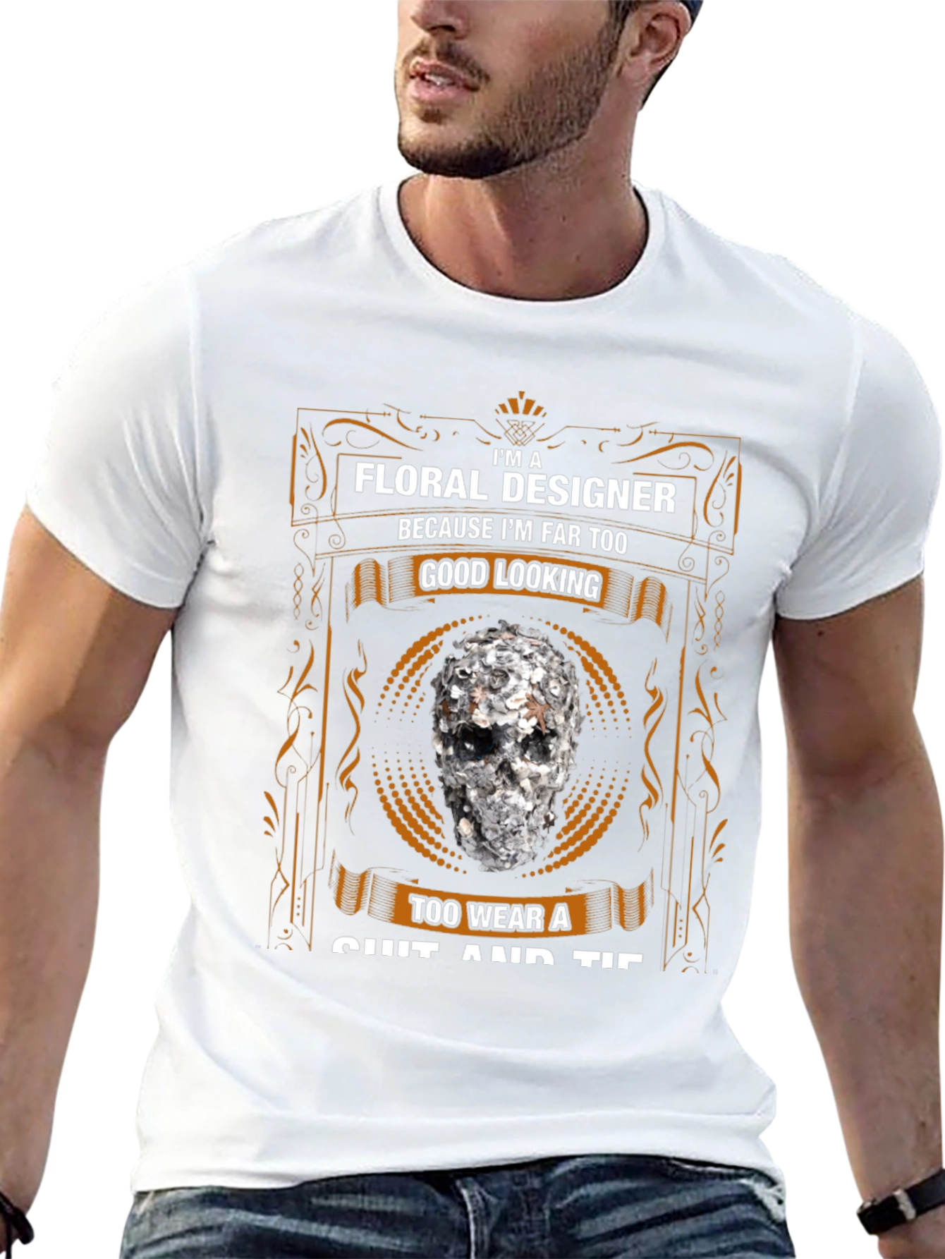 Floral Designer Skull T-Shirt - Too Good Looking