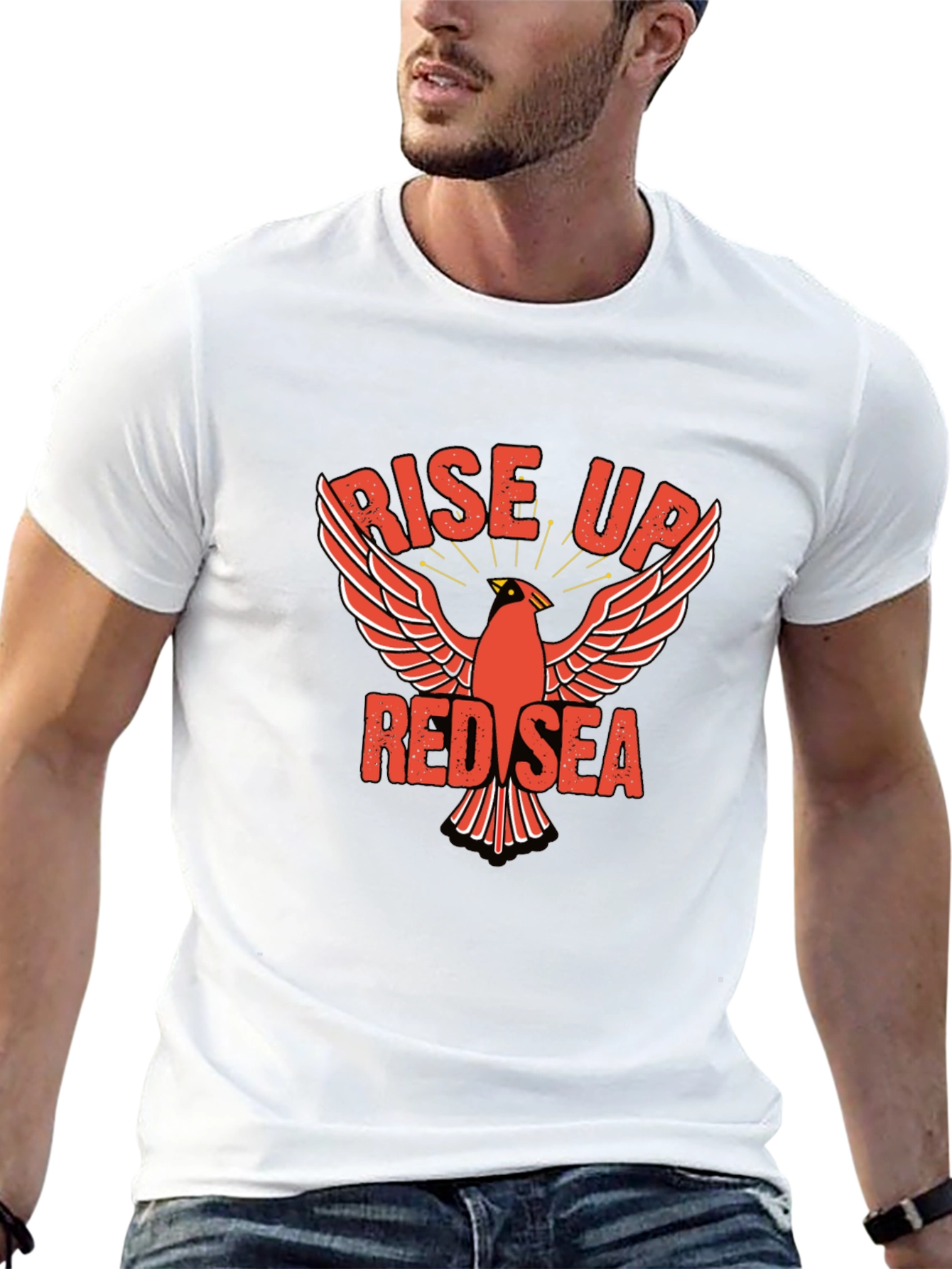 Rise Up Red Sea T-Shirt Cardinal Design