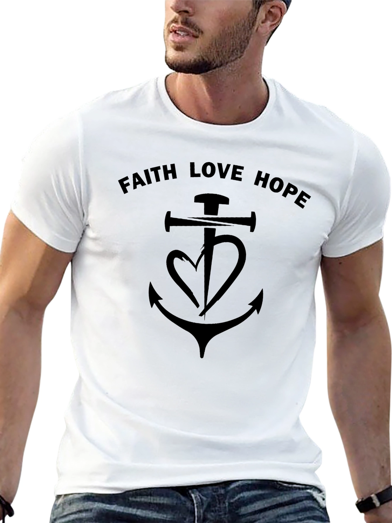 Faith Love Hope T-Shirt - Christian Anchor Design