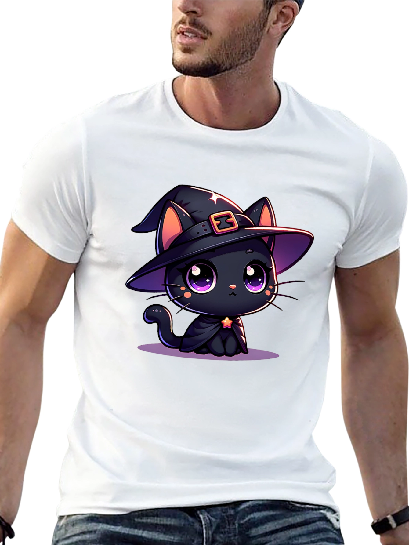 Halloween Cat T-Shirt - Witch Hat