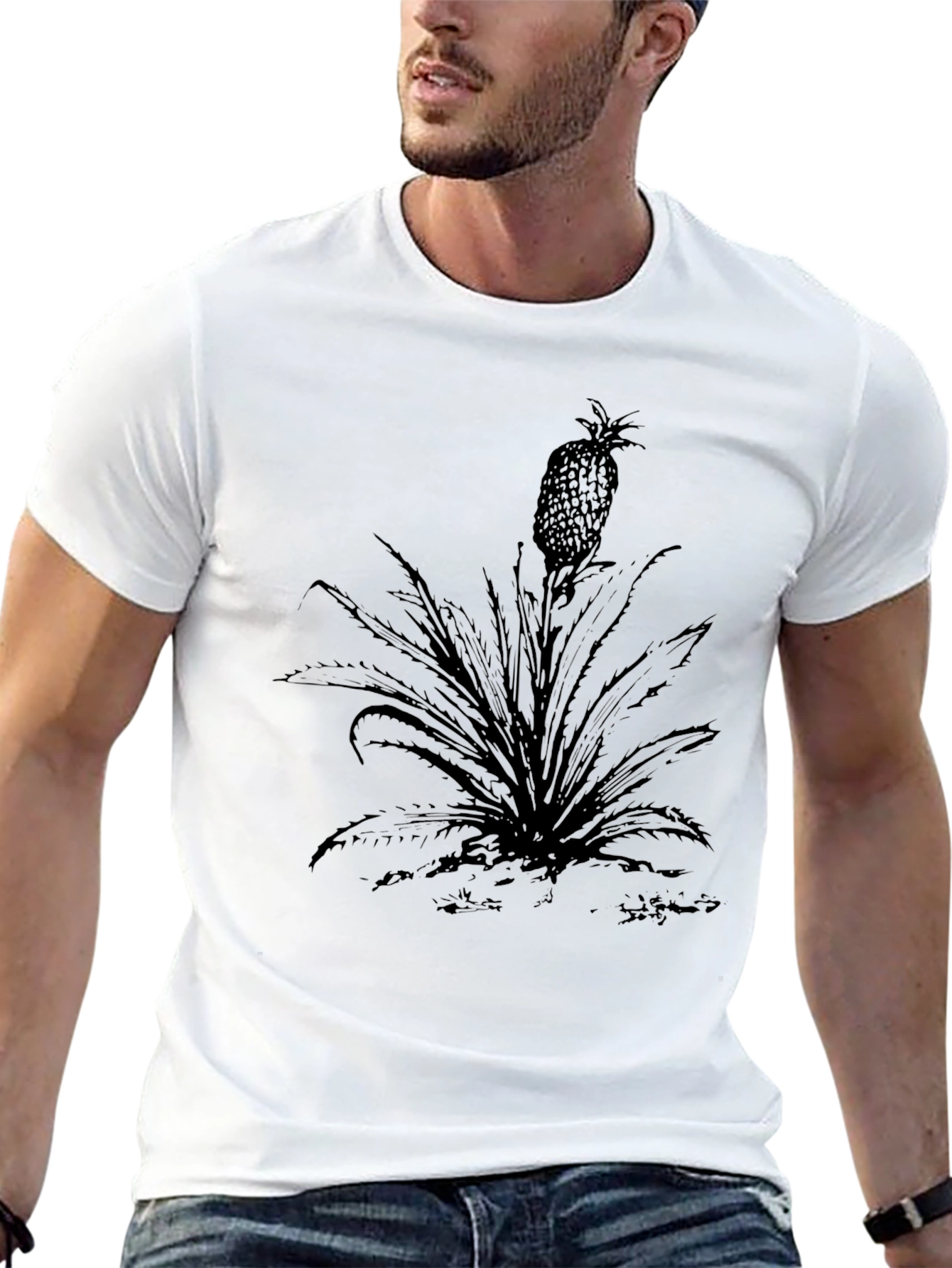 Black Pineapple Graphic Tee - Tropical Style