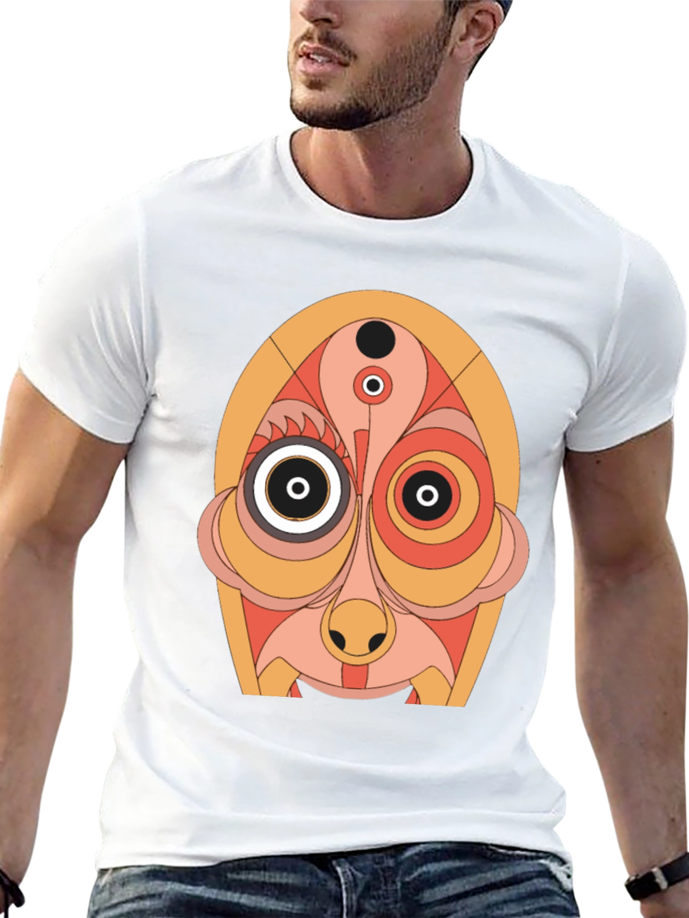 Abstract Face Graphic Tee - Unique Art T-Shirt