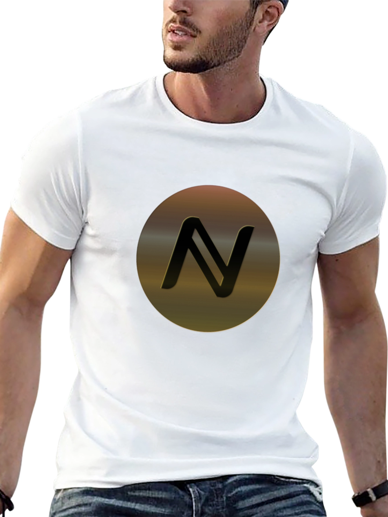 Stylish Black T-Shirt with Modern Letter N Graphic