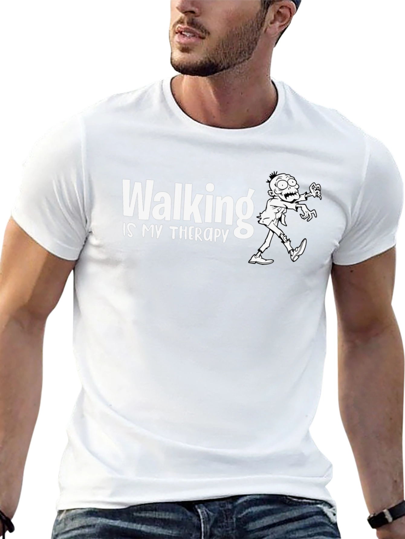 Walking is My Therapy Black T-Shirt