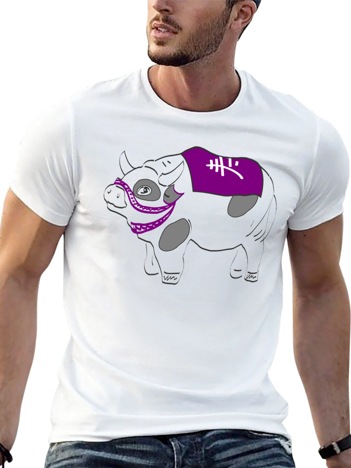 Novelty Cow Graphic Black T-Shirt