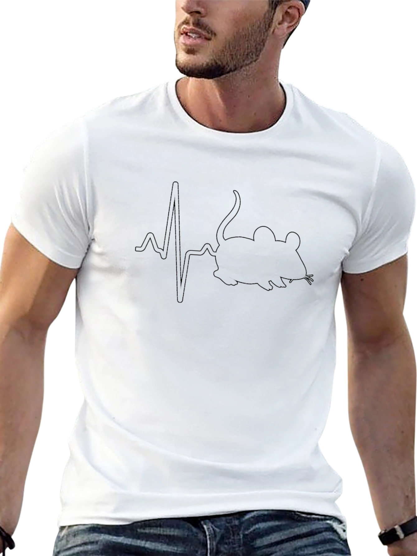 Mouse Heartbeat Black Graphic T-Shirt