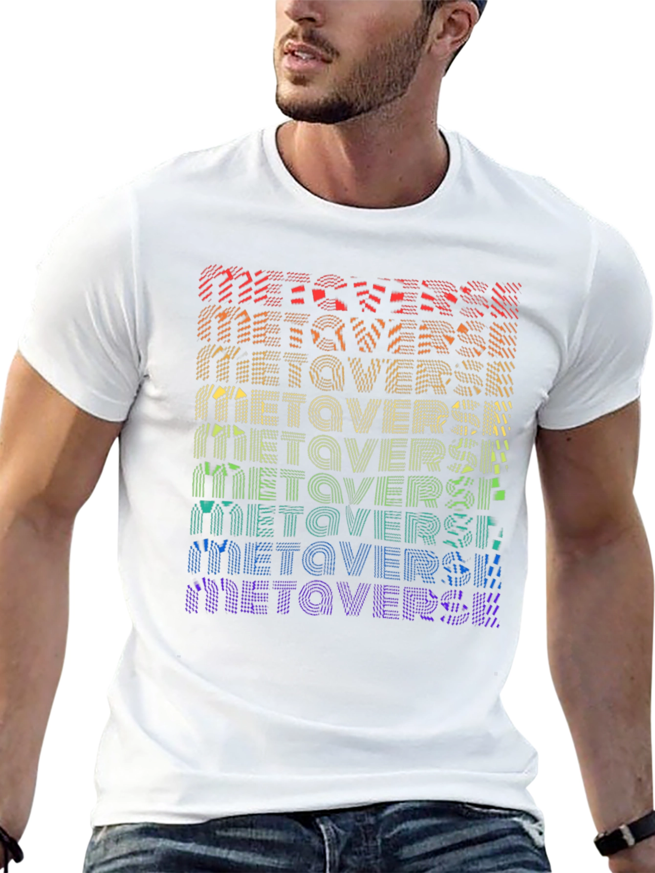 Metaverse Rainbow Graphic Black T-Shirt