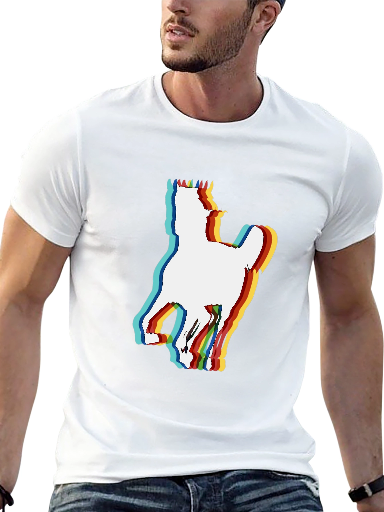 Retro Horse Graphic Tee - Black Cotton Blend