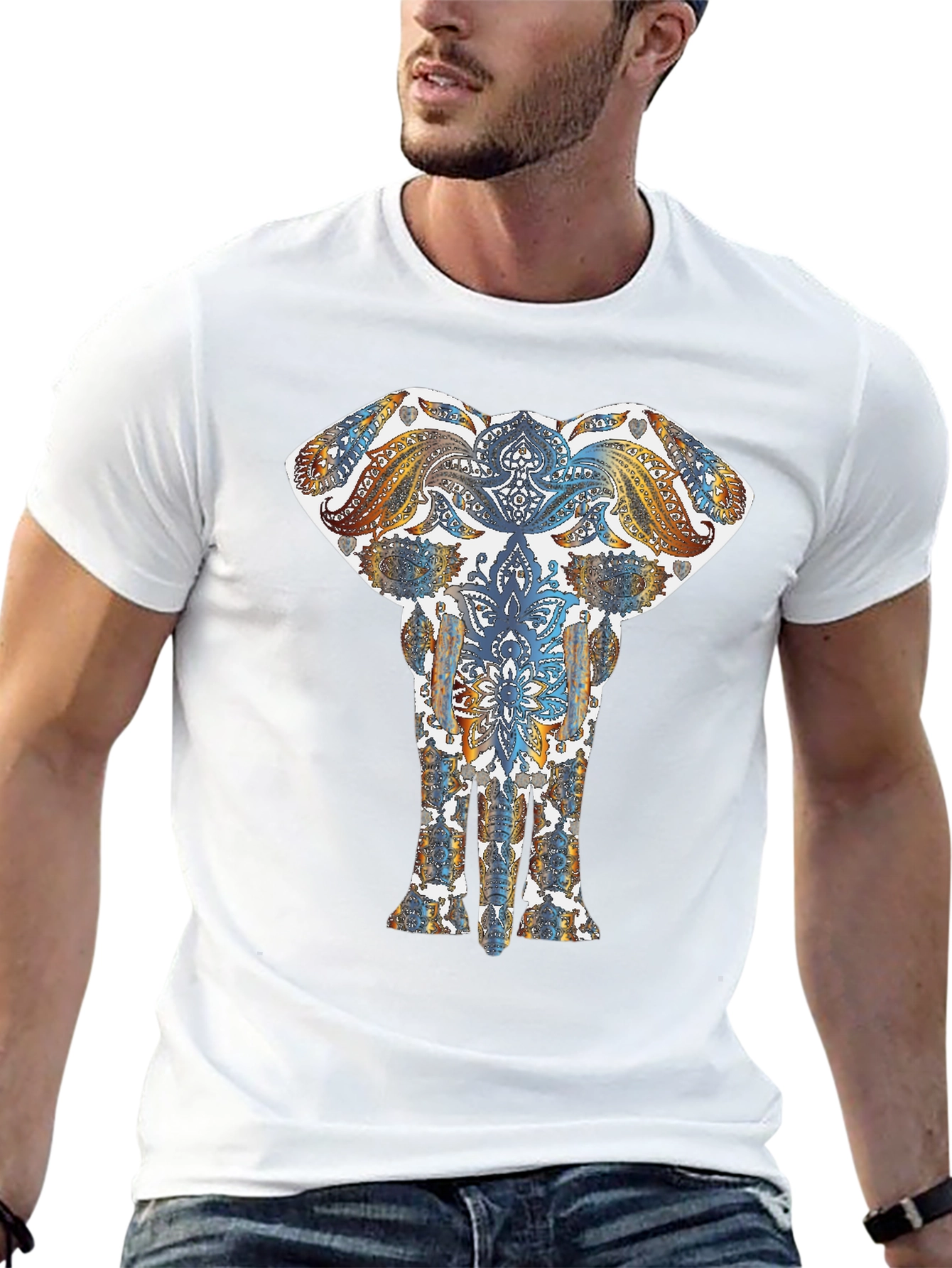 Elephant Mandala Graphic Black T-Shirt