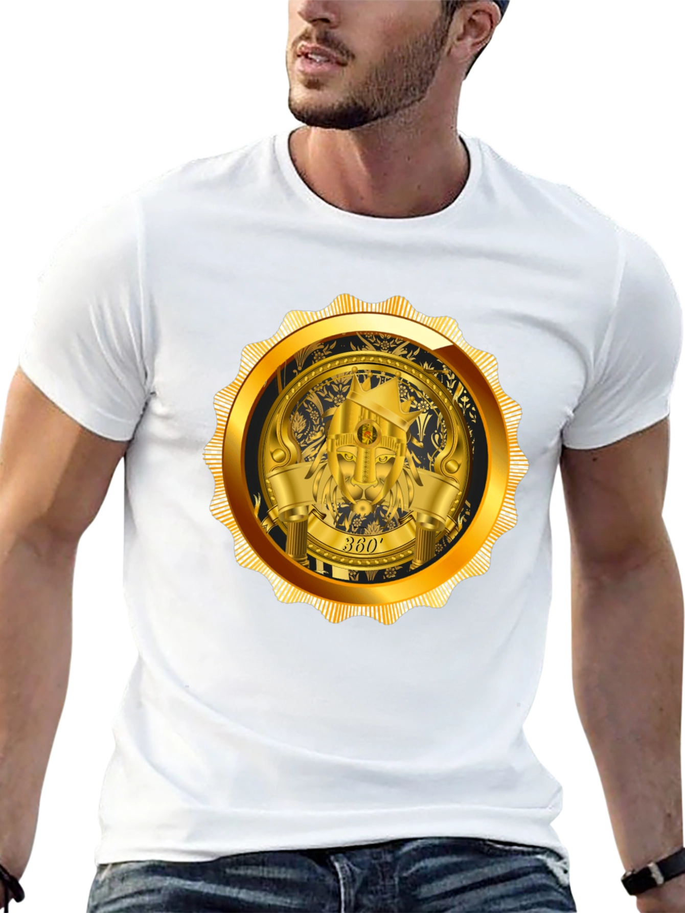 Gold Lion Emblem Black T-Shirt