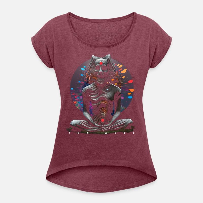 Meditating wolf, Budha fox Zen T-shirt chakras and