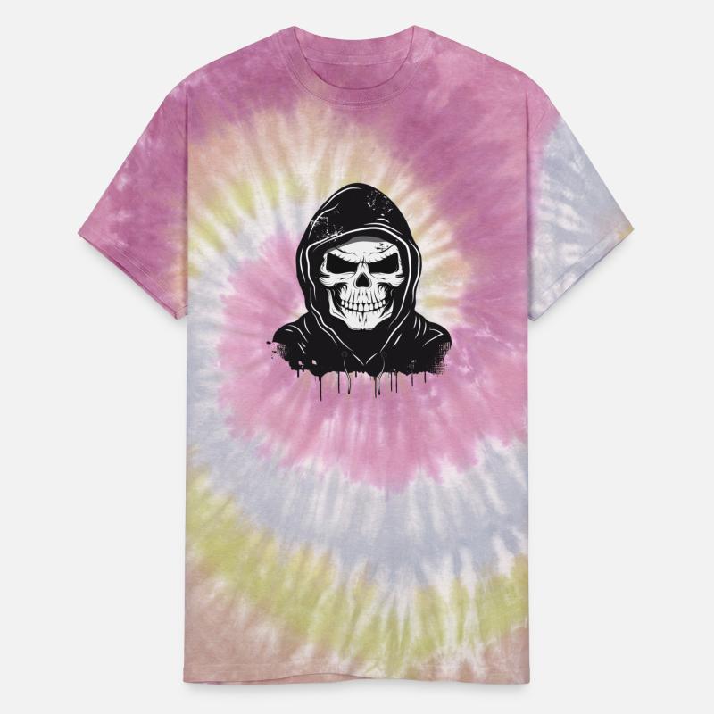 mischievous-looking skull with hoodie drawing