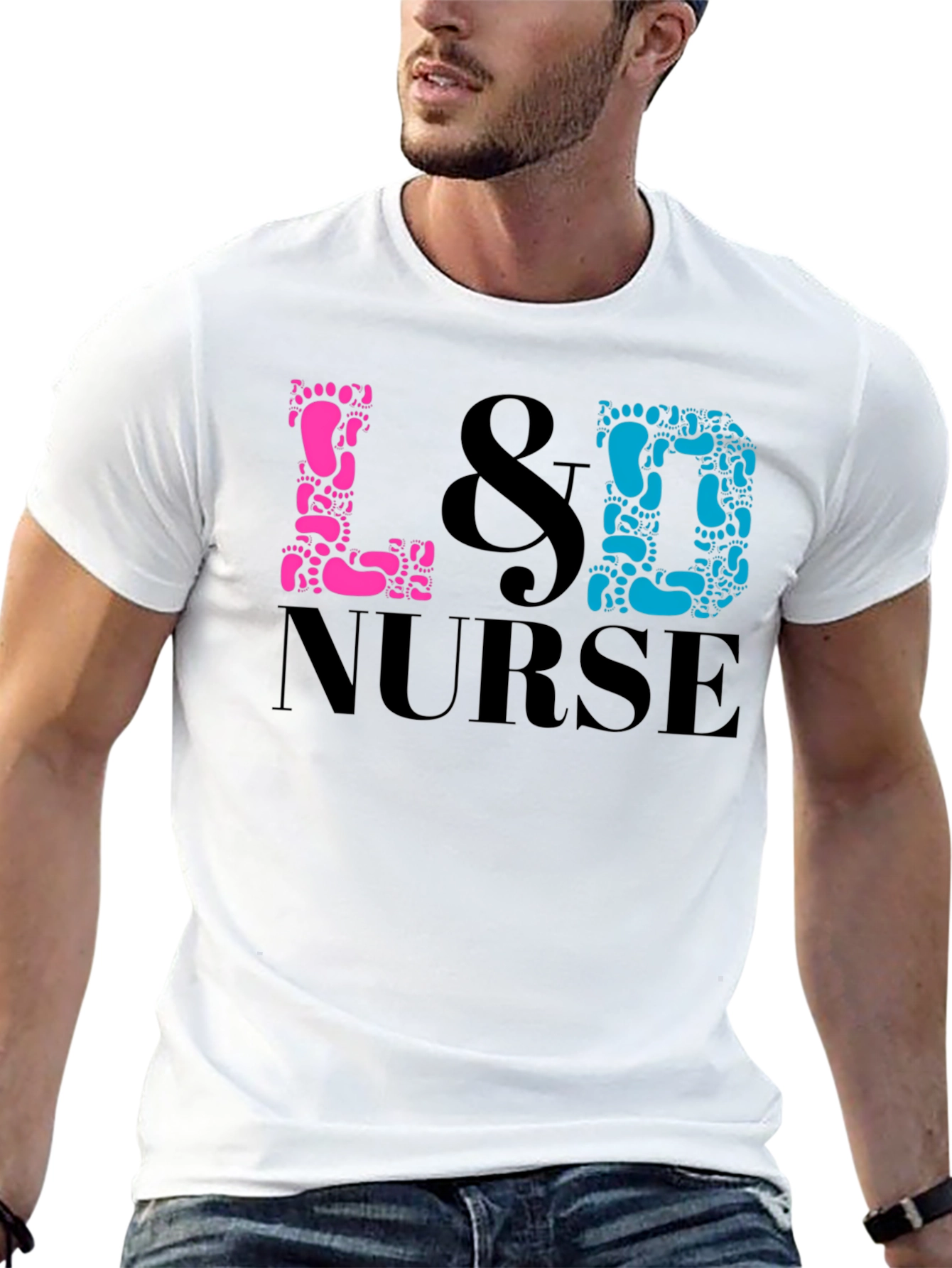 L&D Nurse T-Shirt - Baby Footprint Design