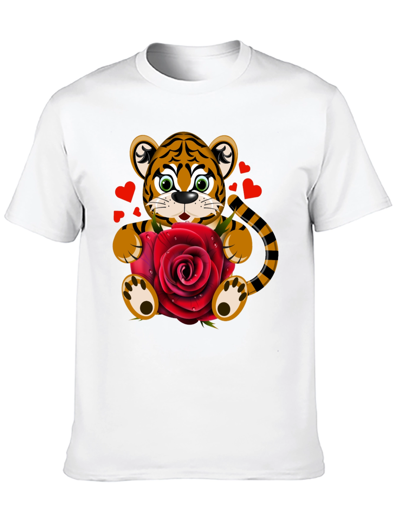 Tiger Holding Rose Valentines Day T-Shirt