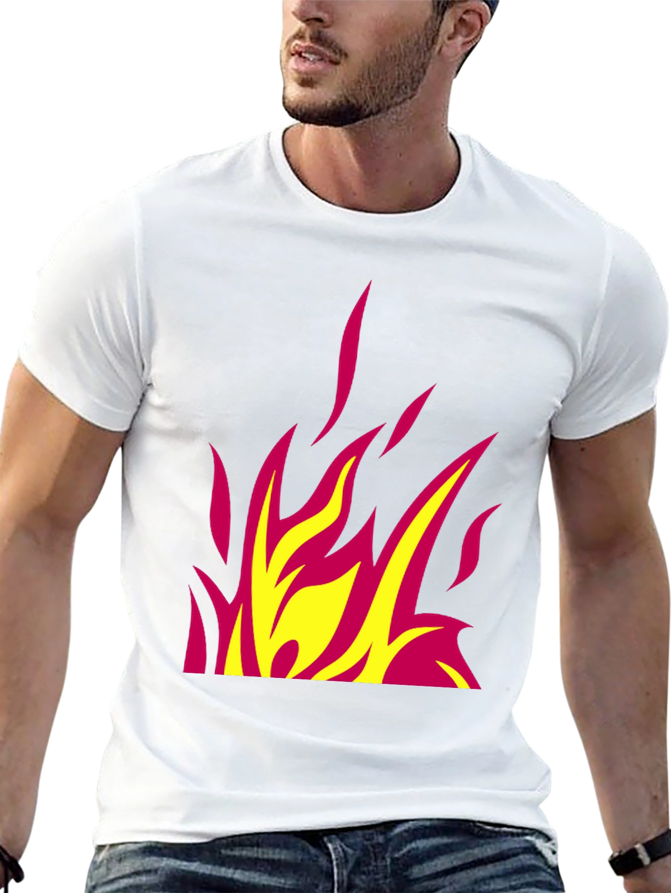 Fiery Graphic Tee - Bold Flame Design Black T-Shirt