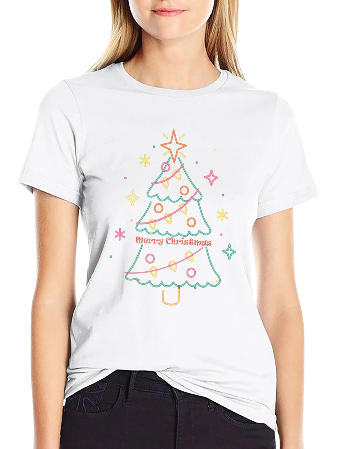 Festive Christmas Tree Graphic Tee - Holiday Apparel
