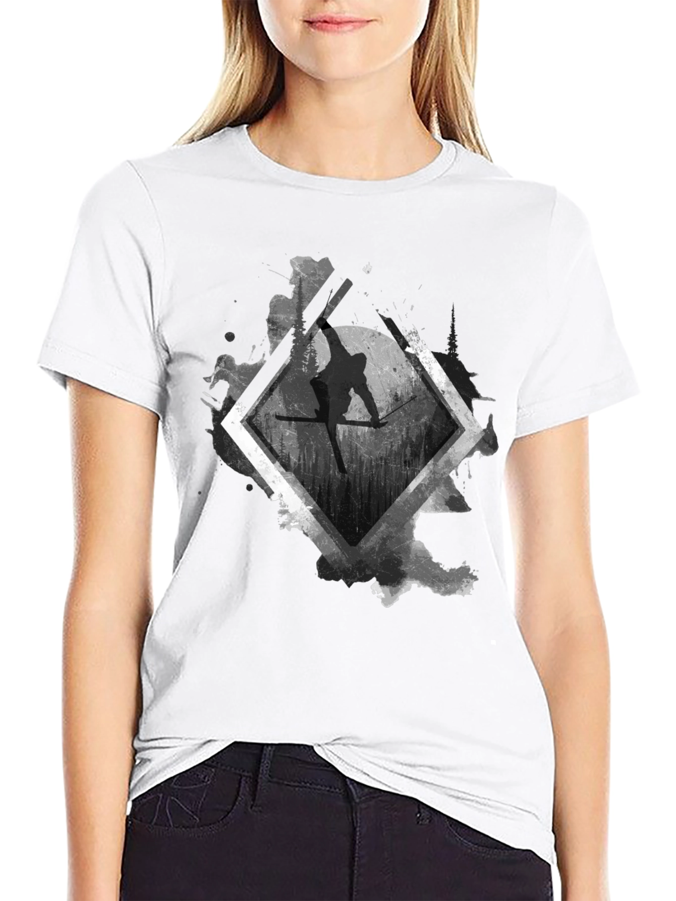 Ski Jump Graphic Black T-Shirt