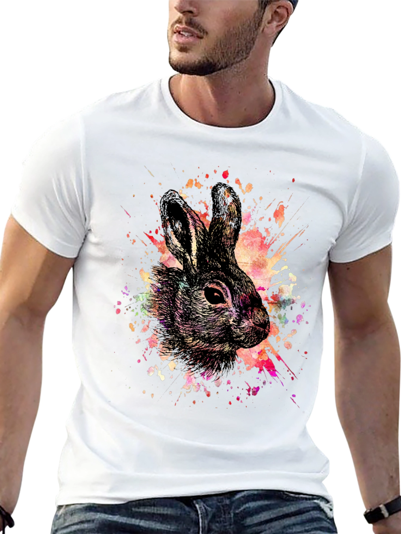 Rabbit Art Splatter T-Shirt - Unique Graphic Tee