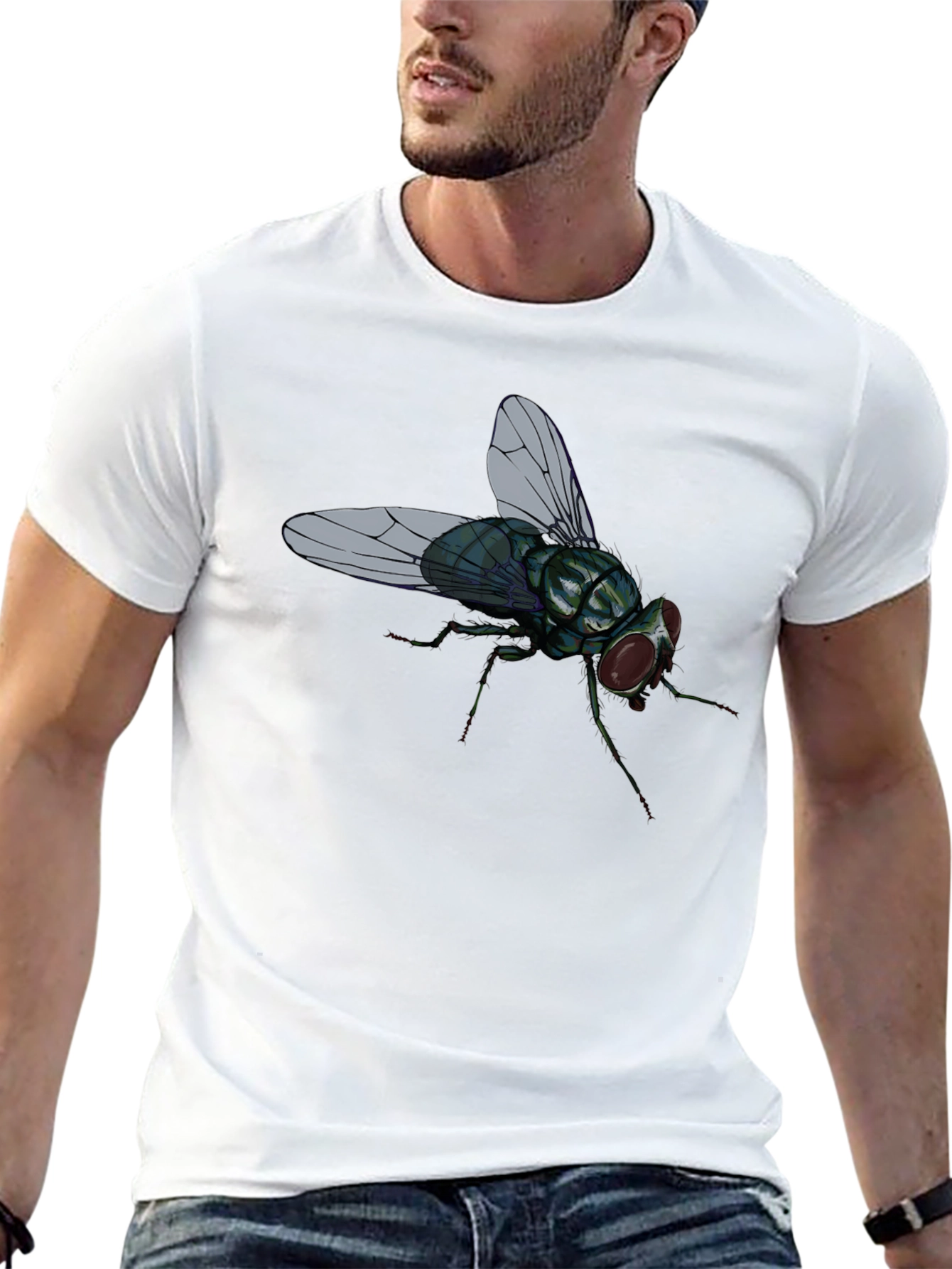 Fly Graphic T-Shirt - Novelty Insect Tee