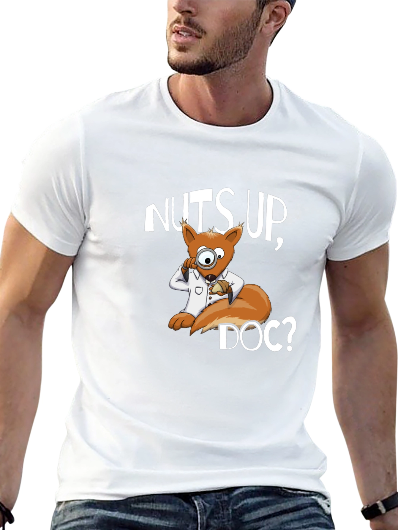 Nuts Up Doc? Squirrel Cartoon Graphic T-Shirt