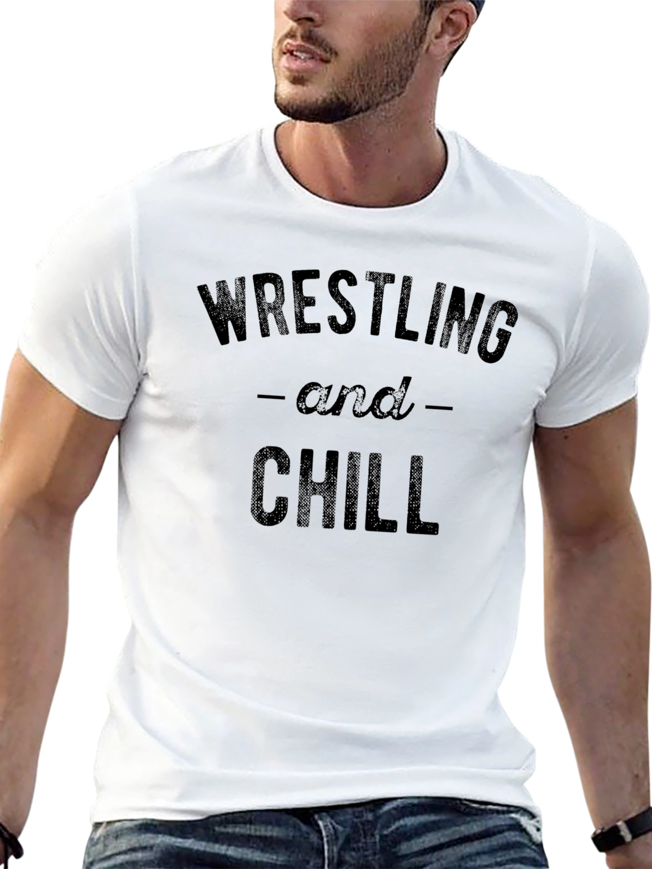 Wrestling and Chill Graphic T-Shirt - Black
