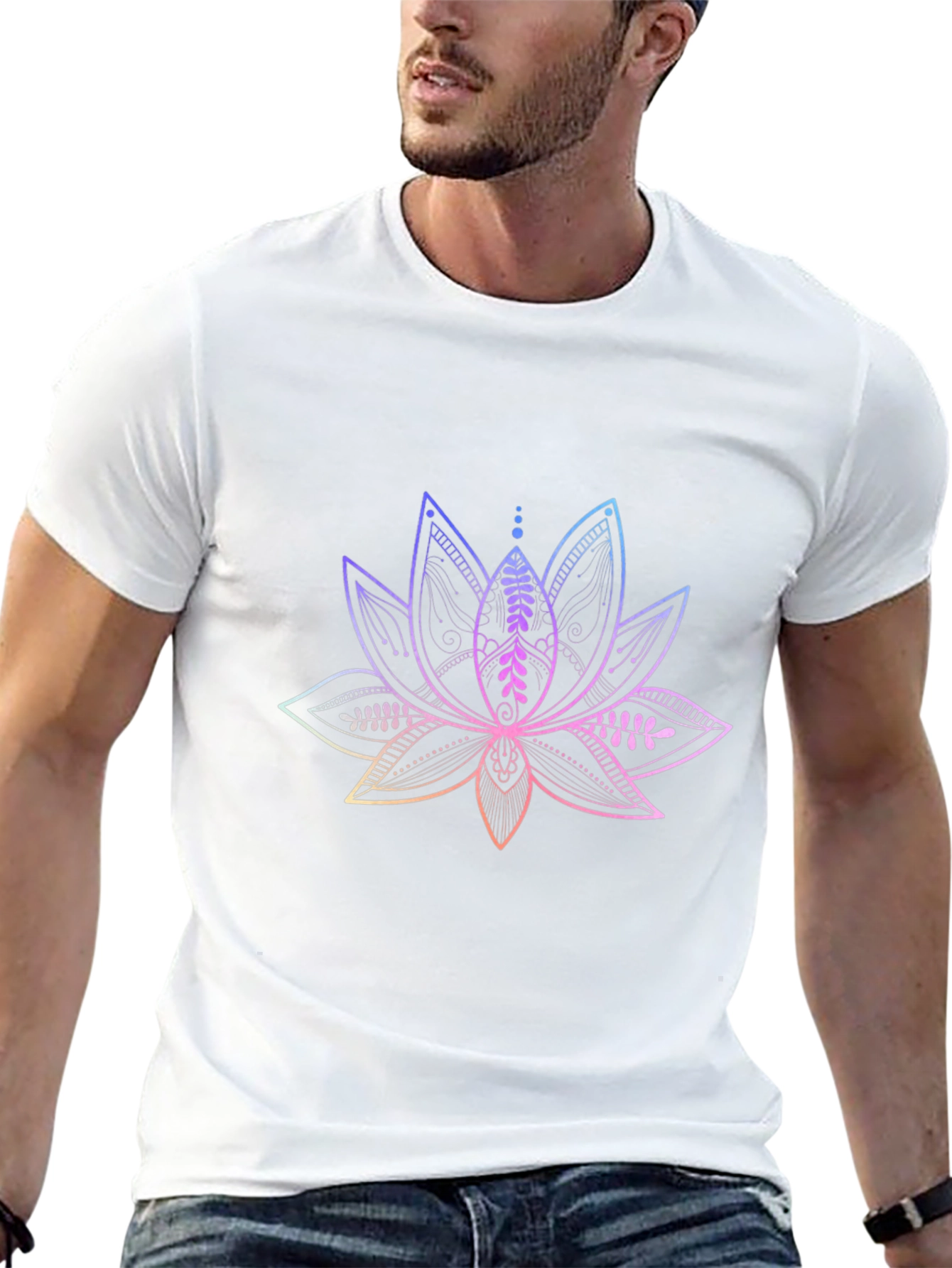 Lotus Flower Graphic Print Black T-Shirt