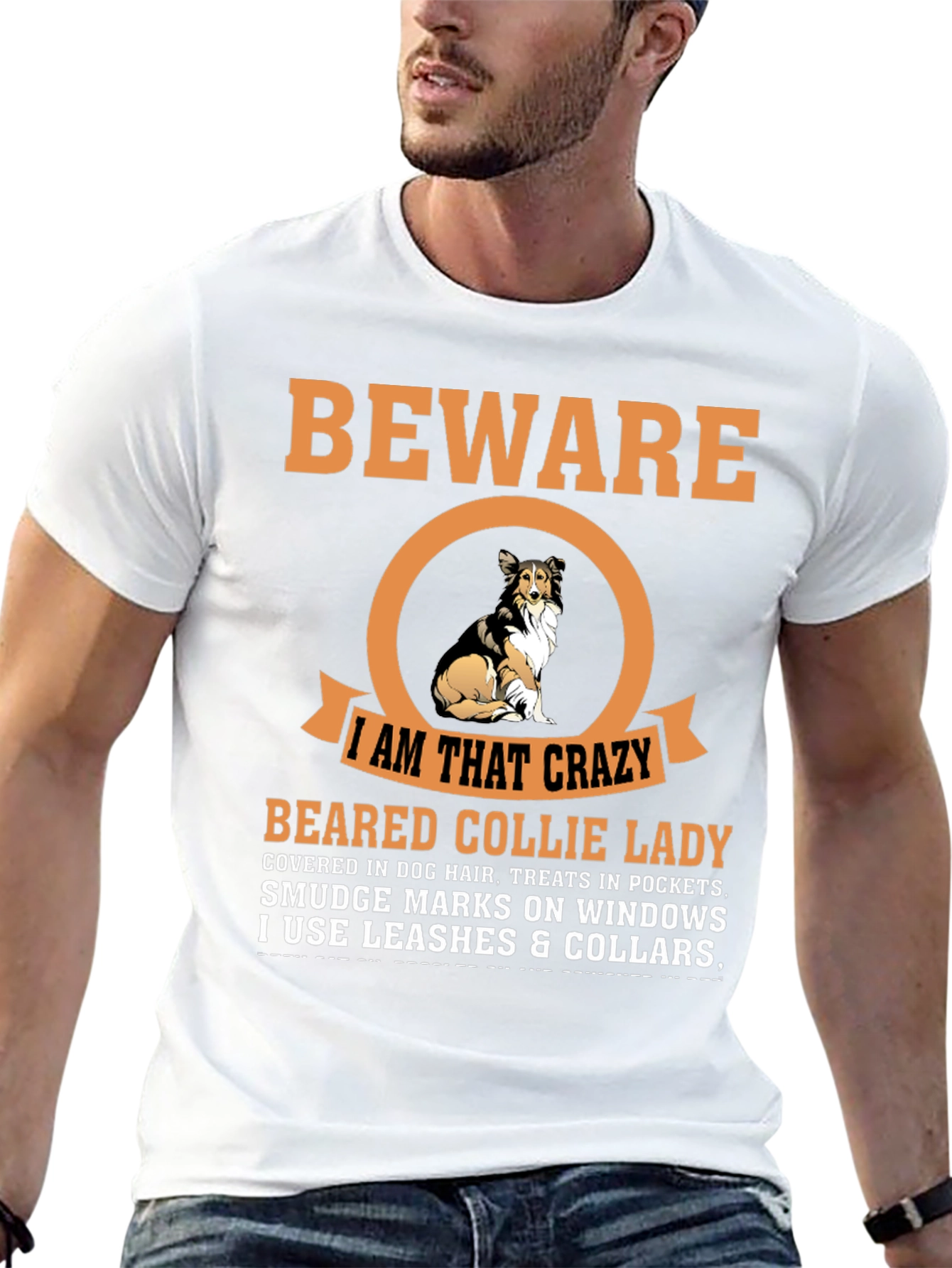 Crazy Bearded Collie Lady T-Shirt