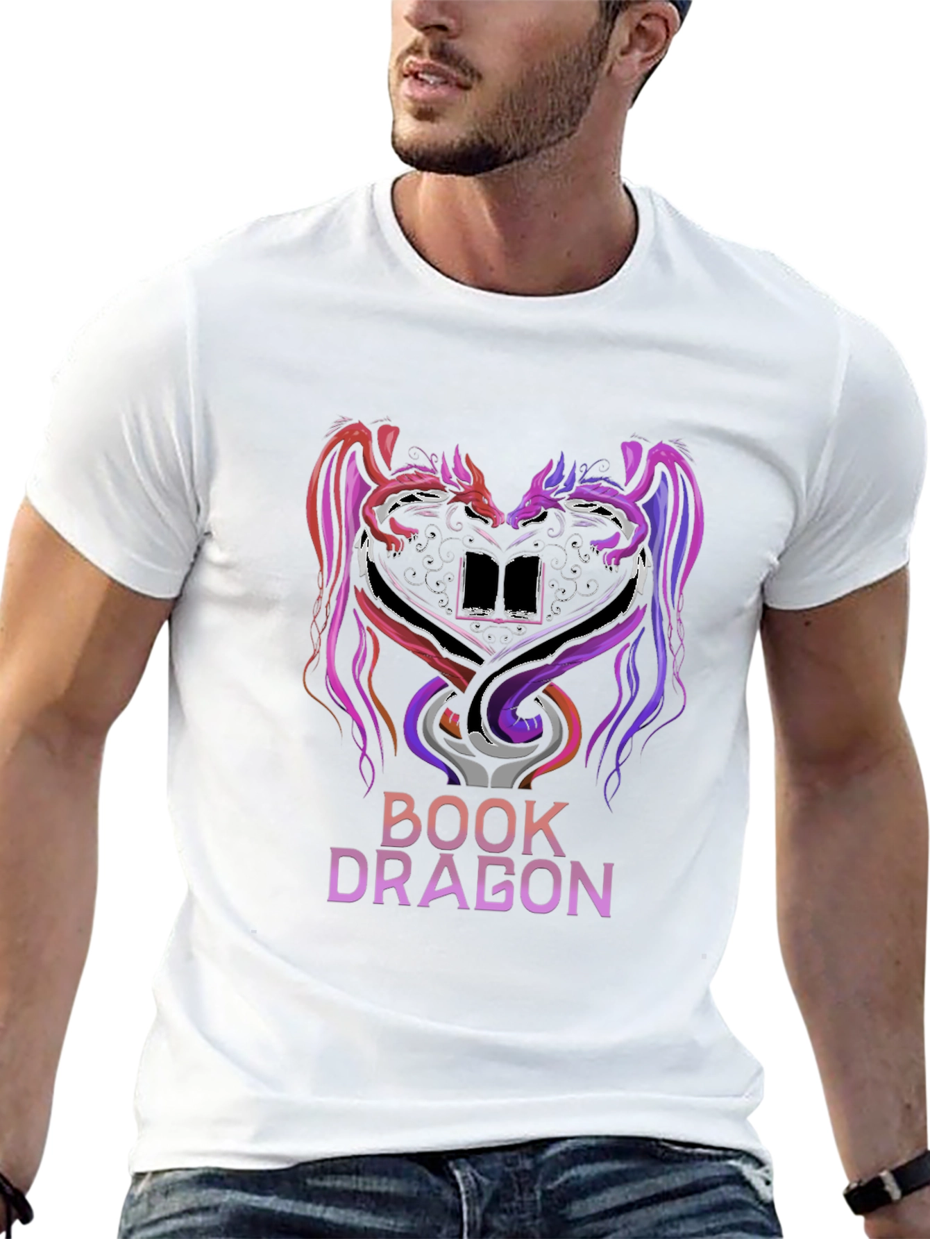 Book Dragon Graphic T-Shirt - Literary Fantasy Tee
