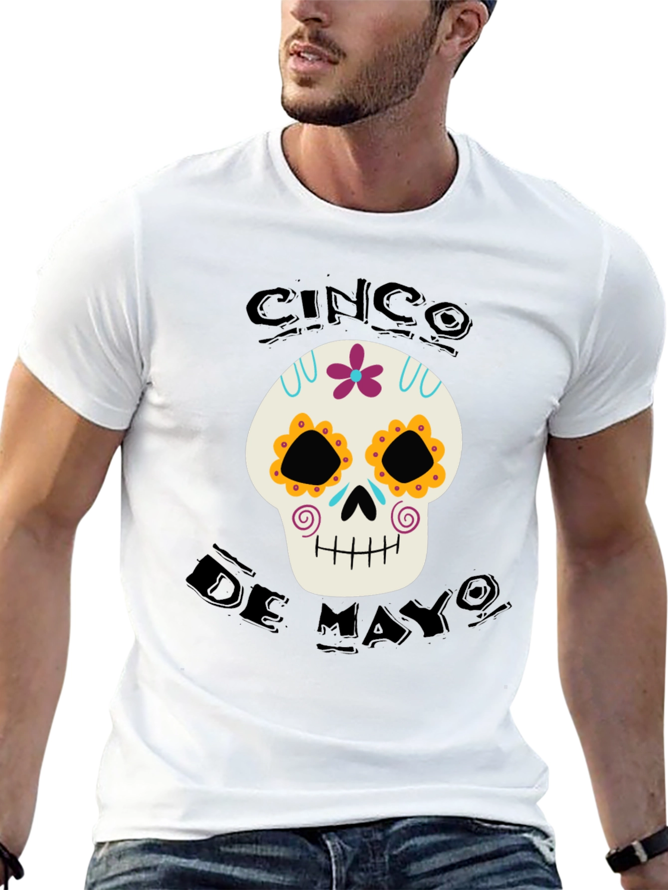 Cinco De Mayo Skull Graphic T-Shirt