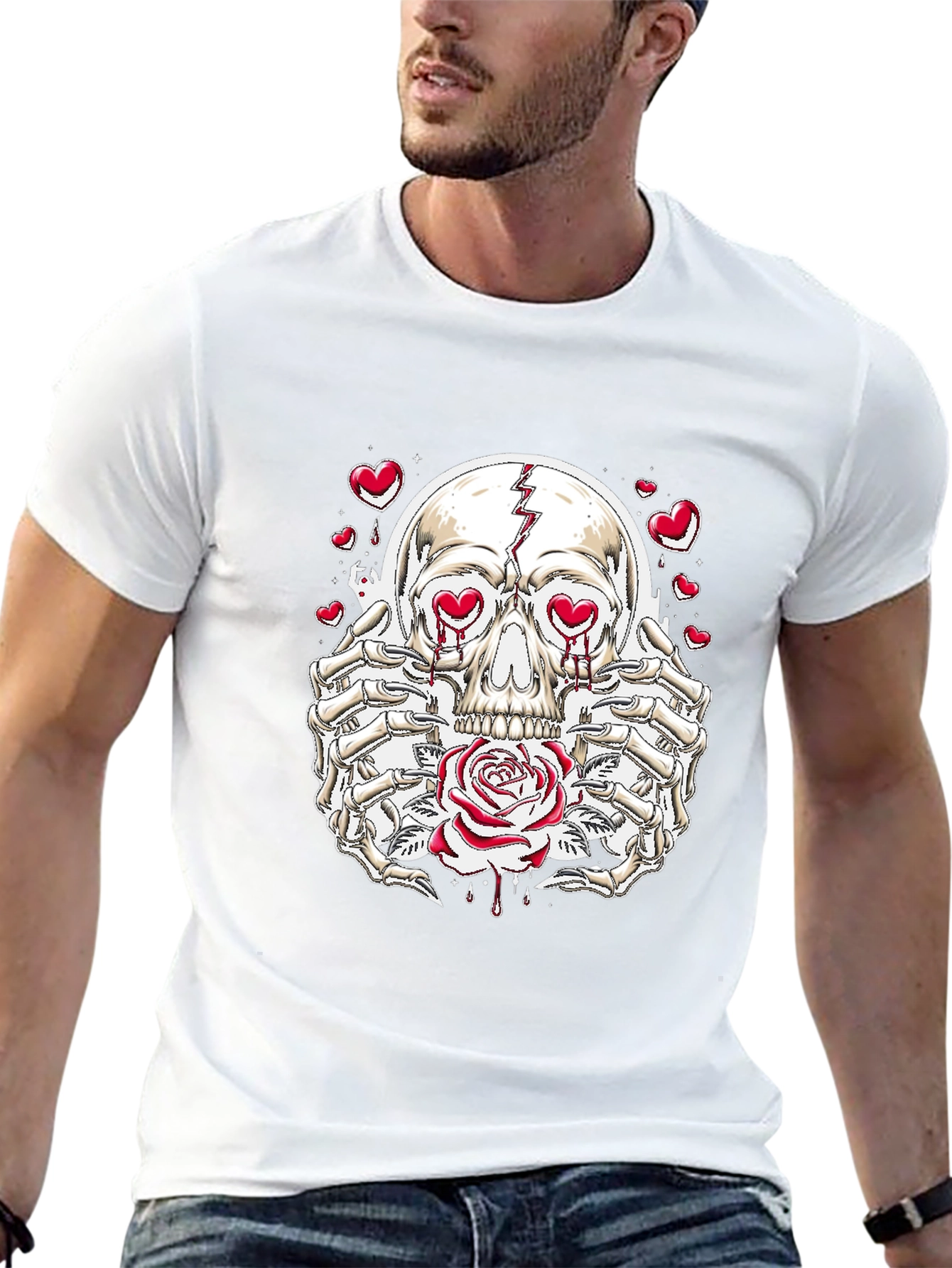Skull and Rose Graphic Tee - Love Hurts T-Shirt