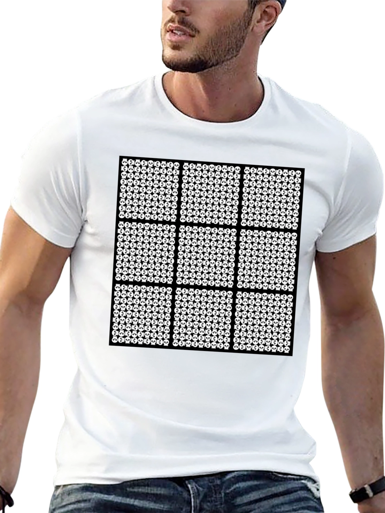 Skull Grid Graphic T-Shirt