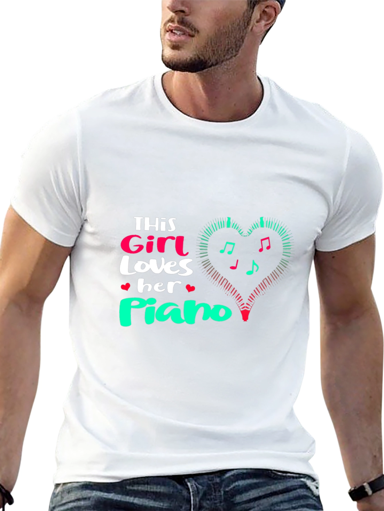 This Girl Loves Her Piano Black T-Shirt
