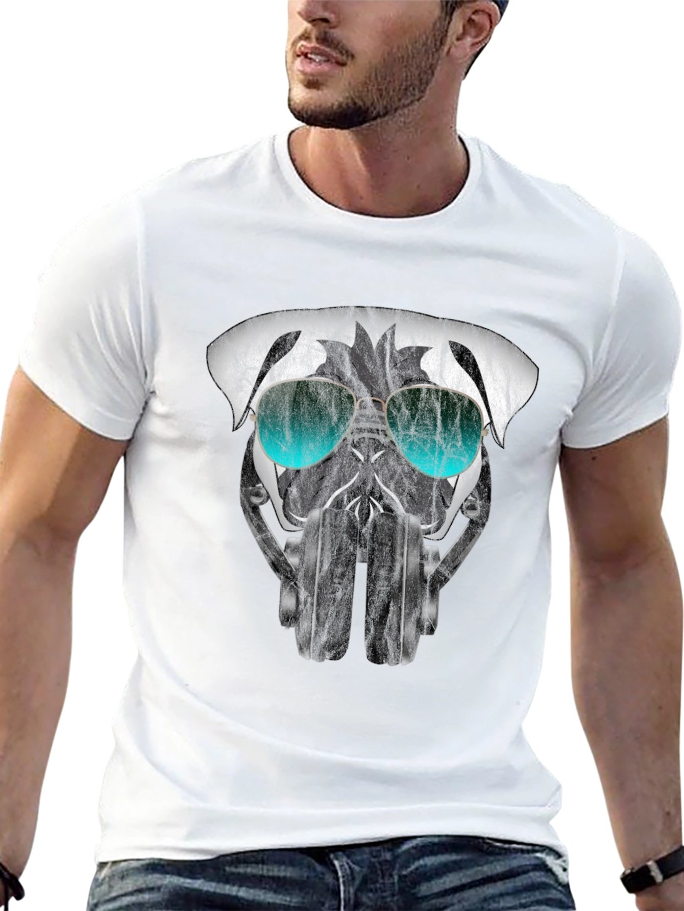 Cool Pug DJ Graphic Tee - Black T-Shirt