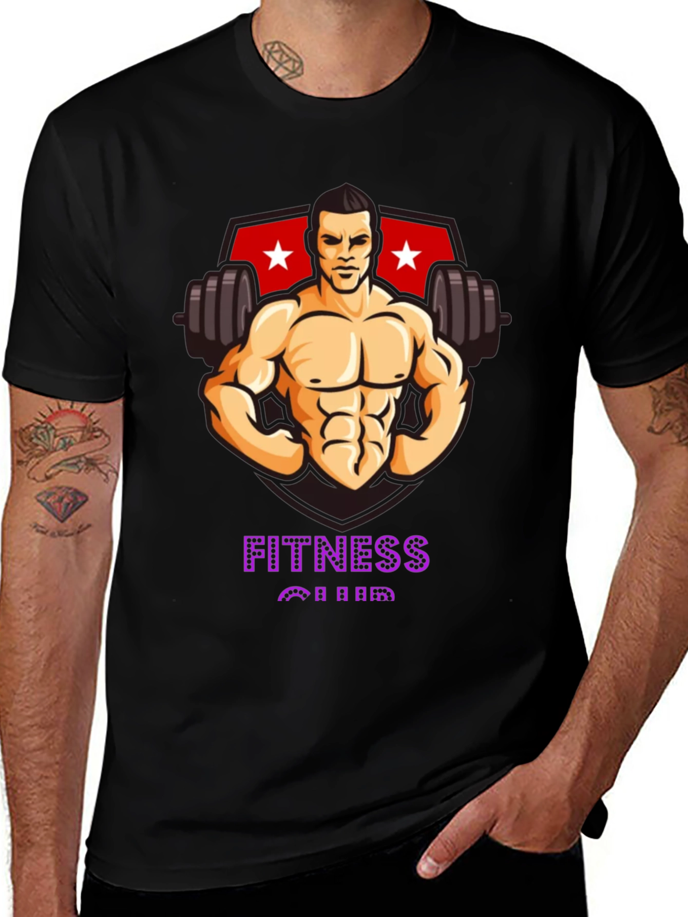 Fitness Club Graphic T-Shirt - Black Cotton Gym Tee