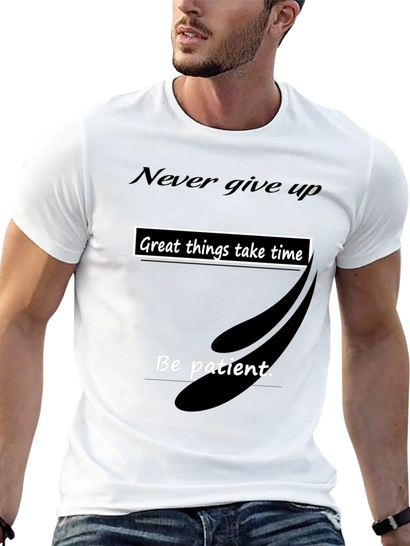 Motivational Graphic Tee: Never Give Up!