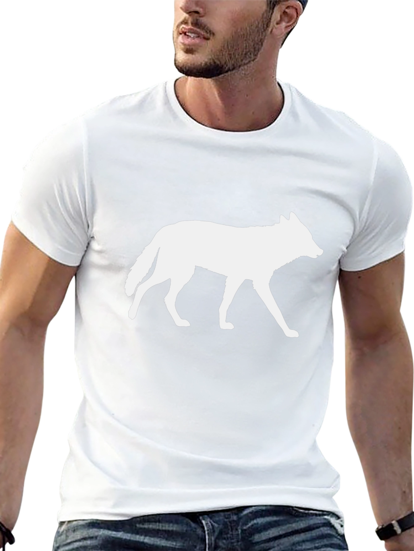 Wolf Silhouette Graphic Tee - Black Cotton T-Shirt