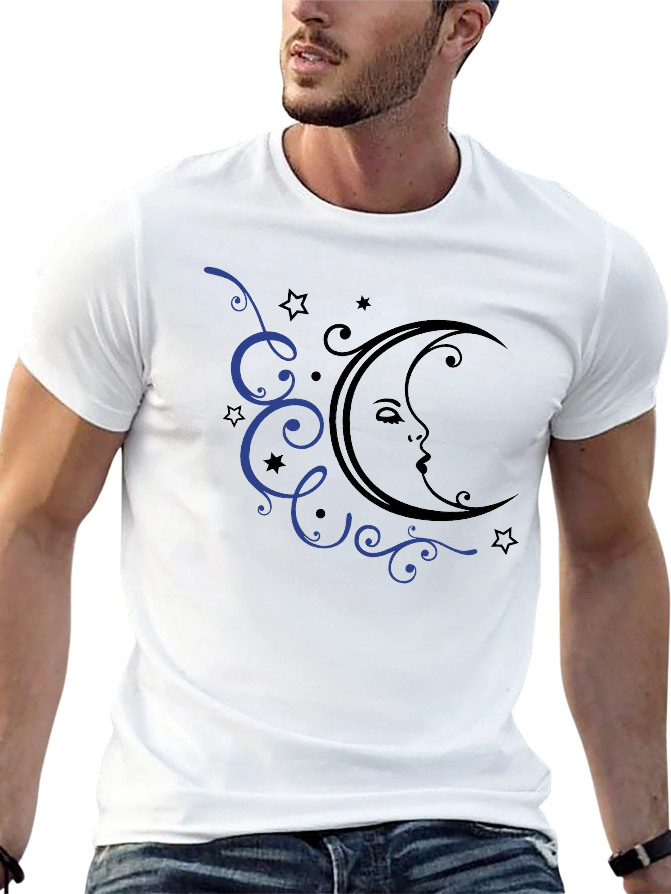 Moon and Stars Graphic Tee - Black