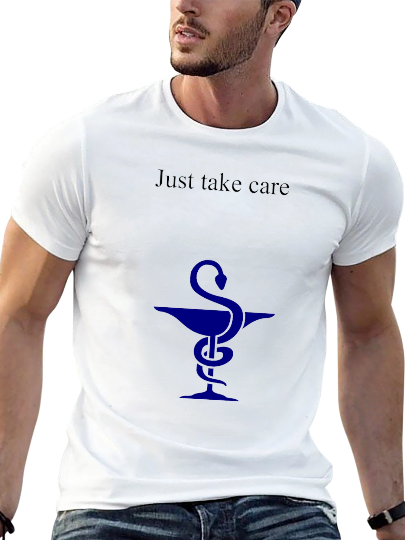 Just Take Care Black T-Shirt - Health Symbol