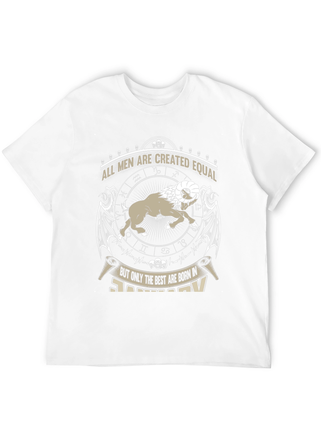 Mens All Men Are Created Equal January Zodiac T-Shirt