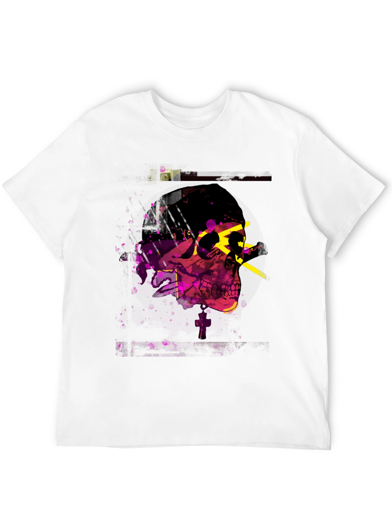 Edgy Skull Graphic Print Mens Black T-Shirt