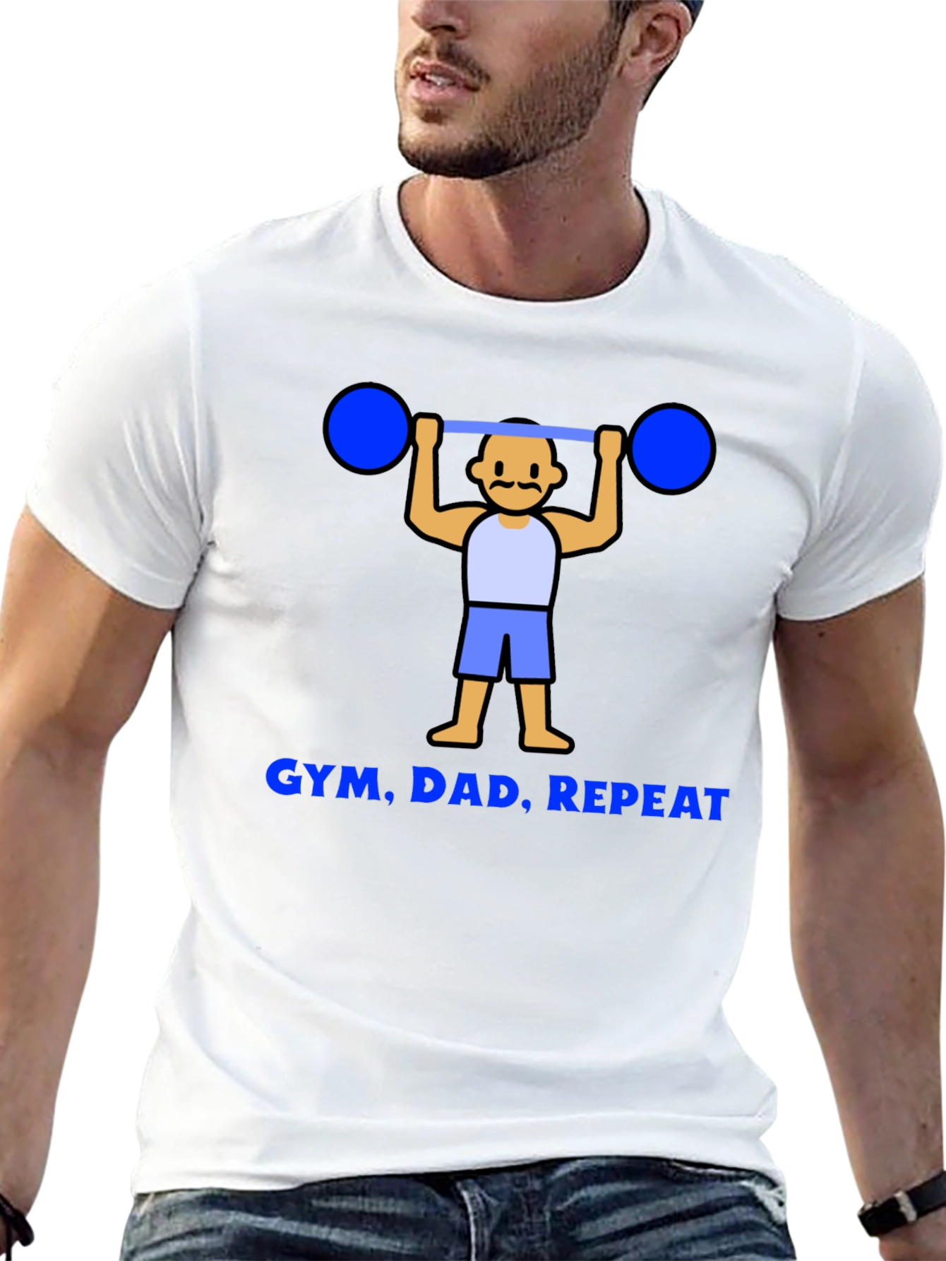 Gym Dad Repeat Graphic Tee - Black