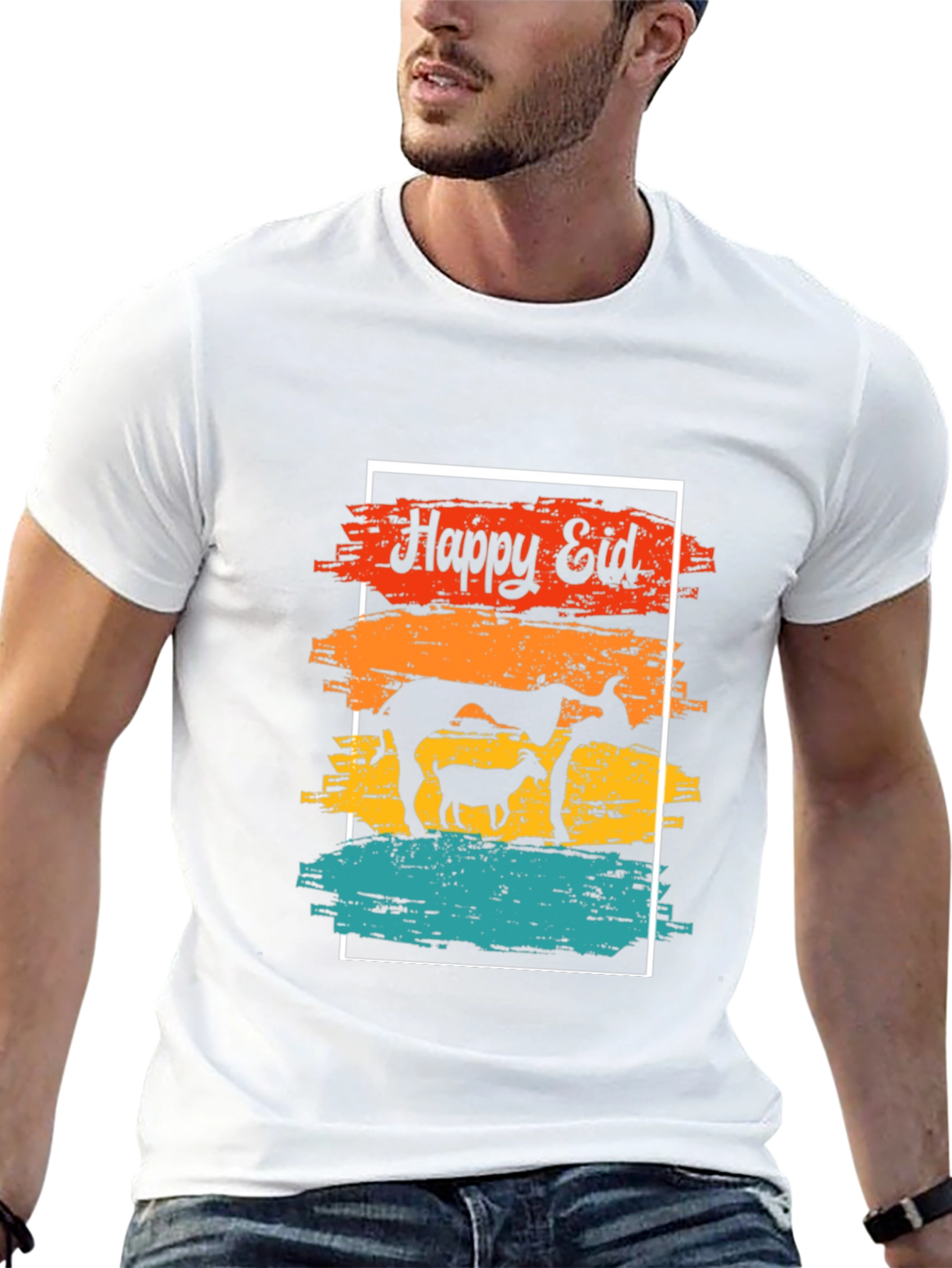 Happy Eid T-Shirt - Mens Black Graphic Tee