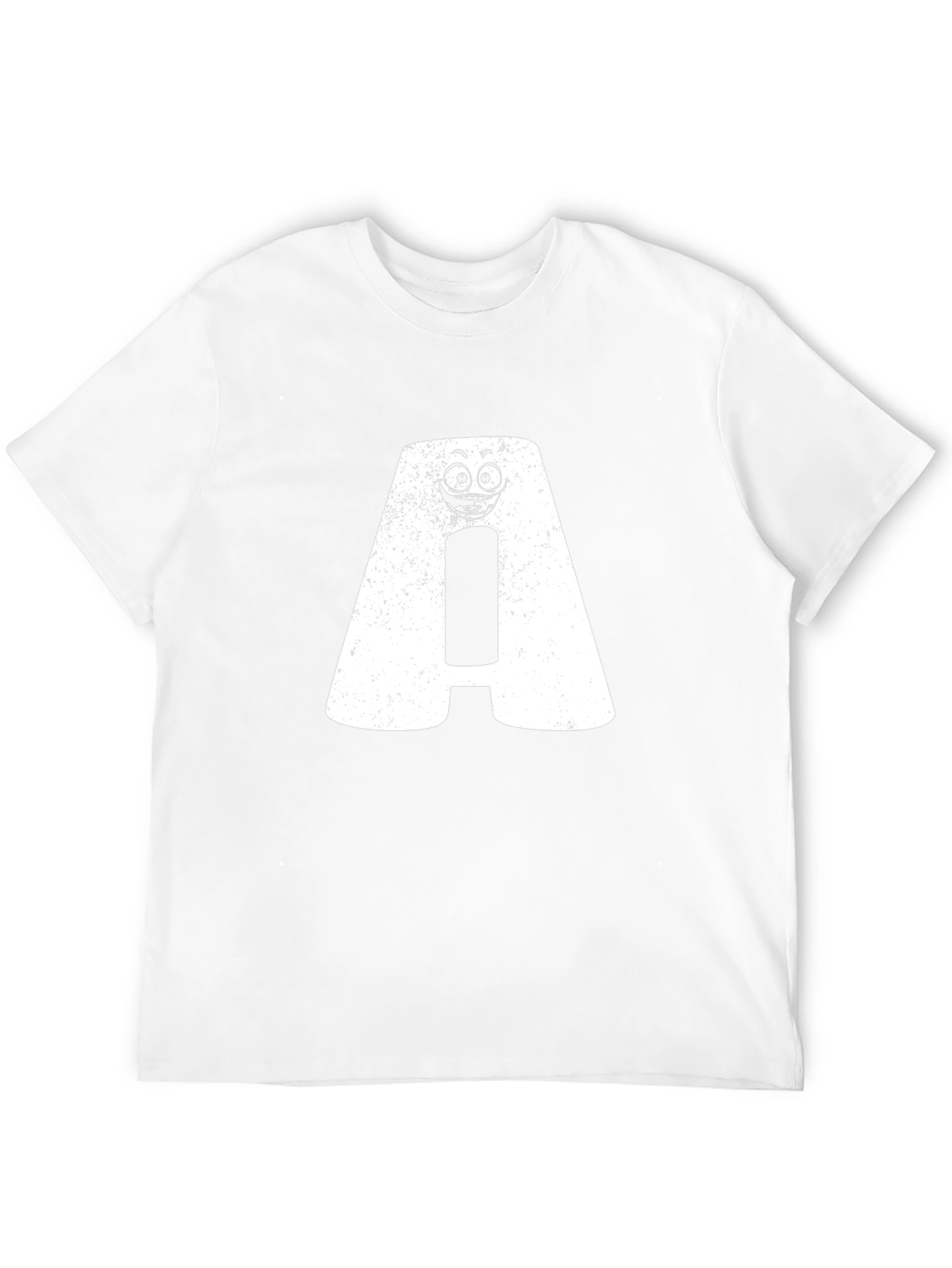 Funny Letter A Face Graphic Black T-Shirt