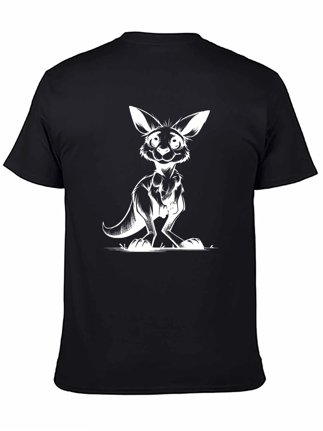 Funny Kangaroo Graphic Tee - Black Cotton T-Shirt